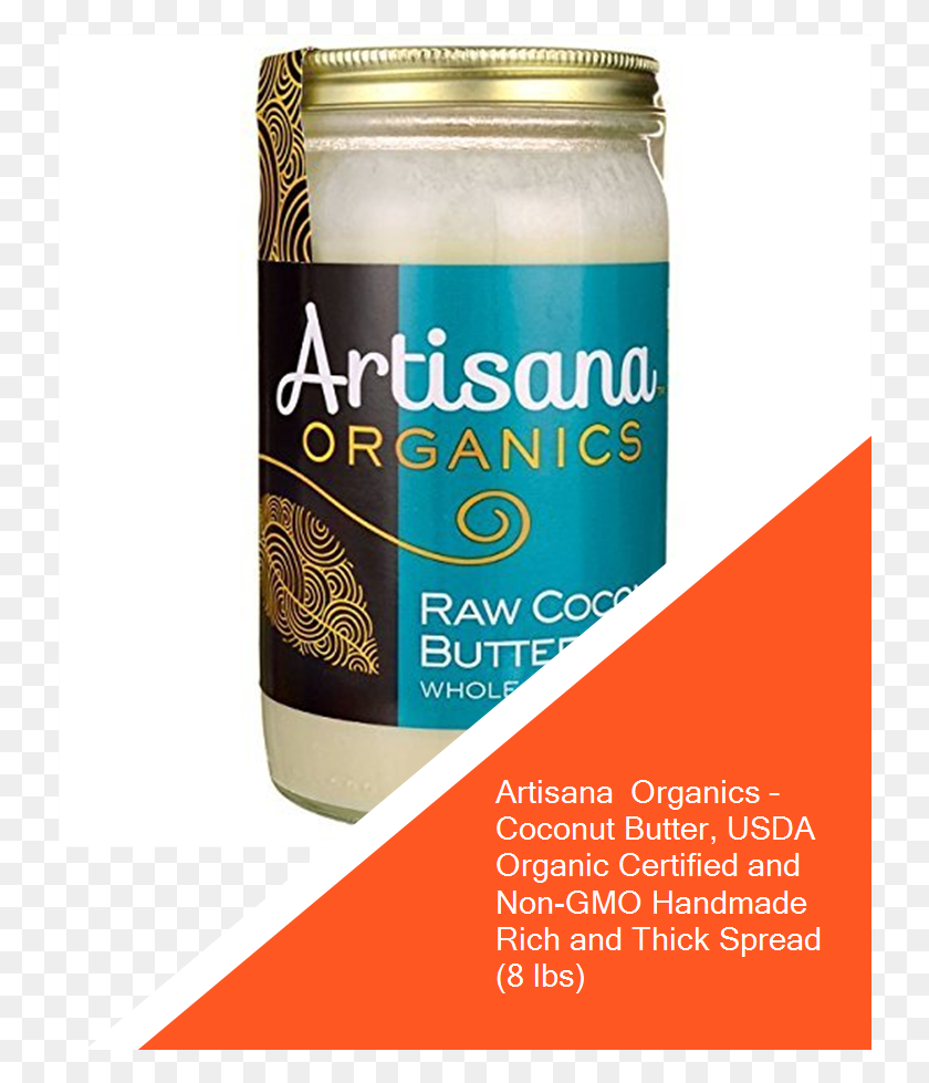 736x919 Descargar Png Artisana Organics Mantequilla De Coco Usda Diseño Gráfico Orgánico Certificado, Agitador, Botella, Lata Hd Png
