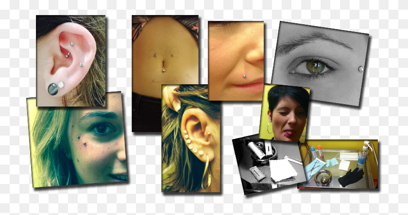 735x384 Artisanal Tatoo Piercing Collage, Face, Person, Human Descargar Hd Png