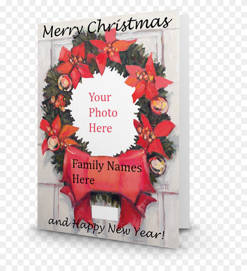 1012x1115 Artist Signature Holiday Photo Card Christmas Wreath Christmas Drawings, Poster, Advertisement, Wreath Descargar Hd Png