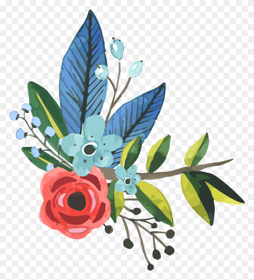 937x1038 Акварельная Краска Акварельный Цветок Клипарт, Растение, Цветение, Графика Hd Png Скачать