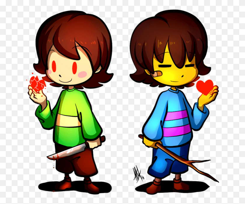 666x642 Artists Drawing Video Draw Frisk And Chara, Helmet, Clothing, Apparel Descargar Hd Png