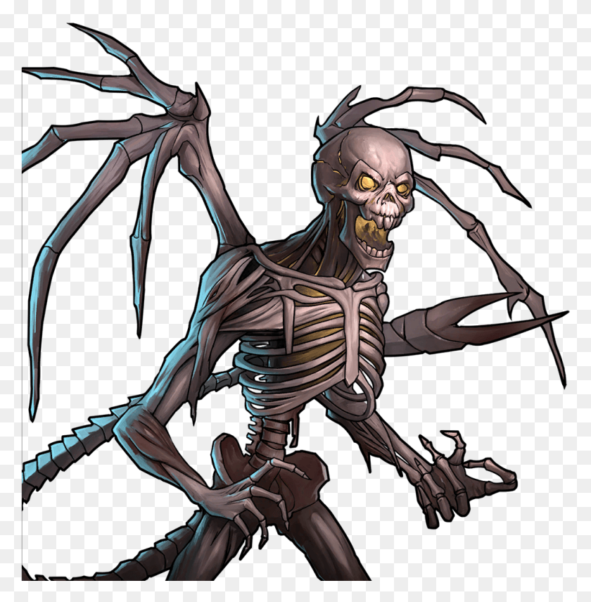 994x1014 Artwork Bone Demon, Person, Human, Skeleton HD PNG Download