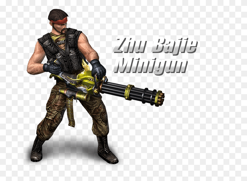 715x555 As Far As Iconic Weaponry Goes The Minigun Has A Commanding Zhu Bajie, Person, Human, Gun HD PNG Download