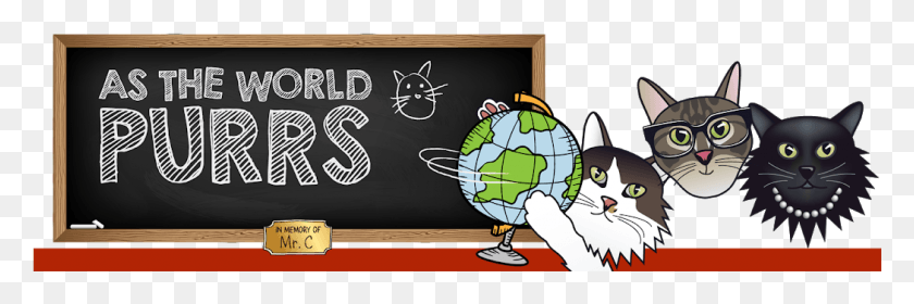 1049x297 As The World Purrs Cartoon, Cat, Pet, Mammal HD PNG Download