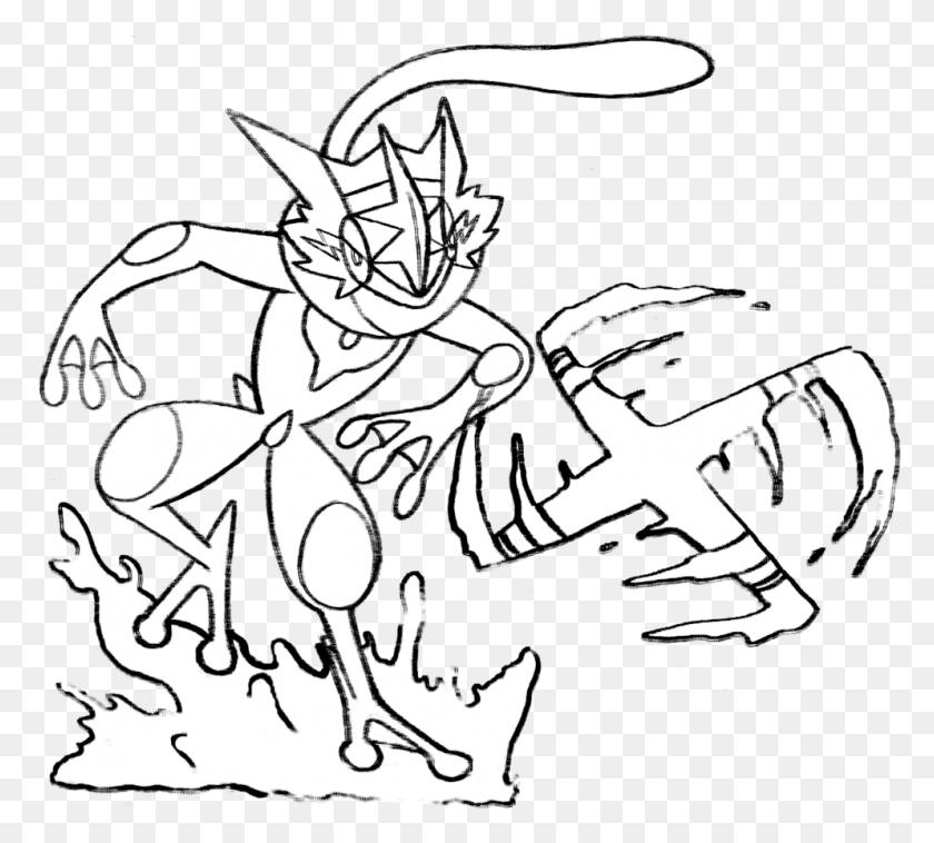 994x890 Ash Coloring Pages Related Pokemon Drawings Ash Greninja, Weapon, Weaponry, Person HD PNG Download