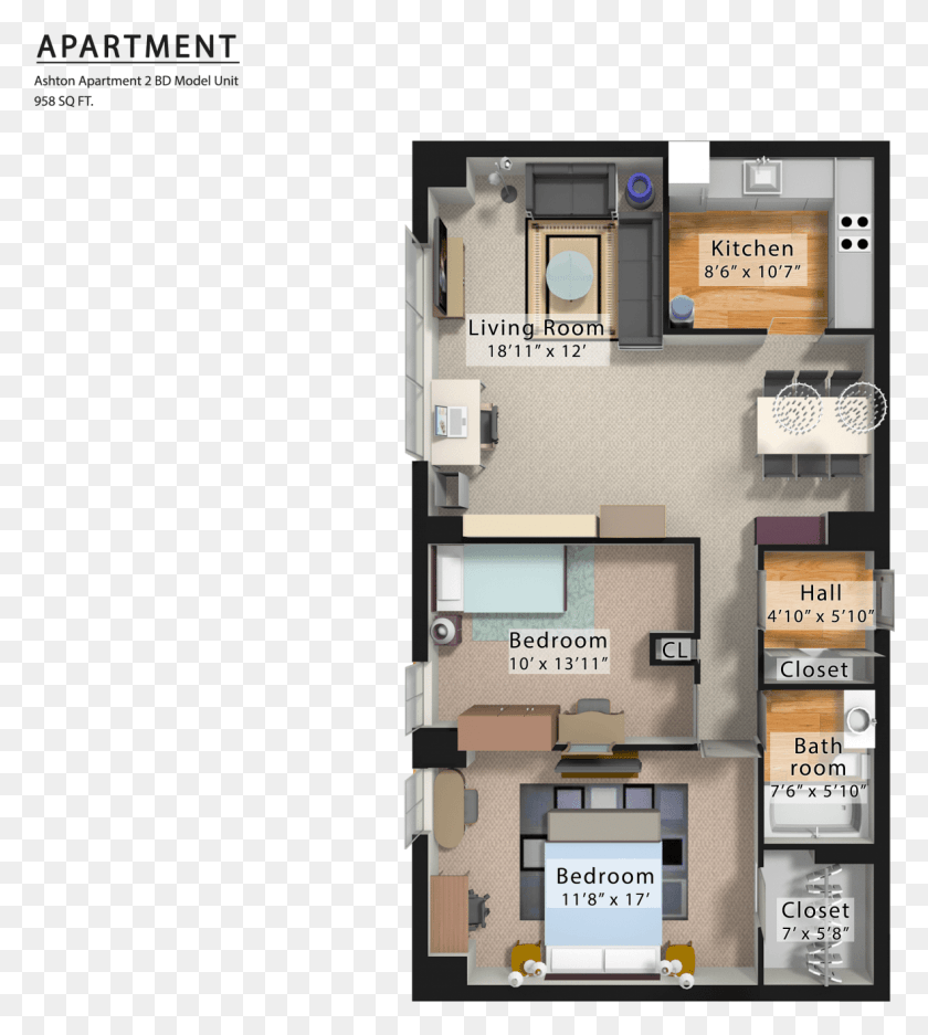 1181x1329 Ashton Apartment 3d Floor Plan, Floor Plan, Diagram, Mailbox HD PNG Download