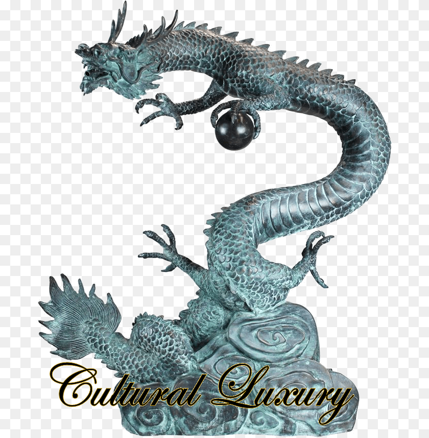 705x857 Asian Dragon With Oriental Power Orb Bronze Garden Dragon Statue Asian, Animal, Lizard, Reptile Transparent PNG