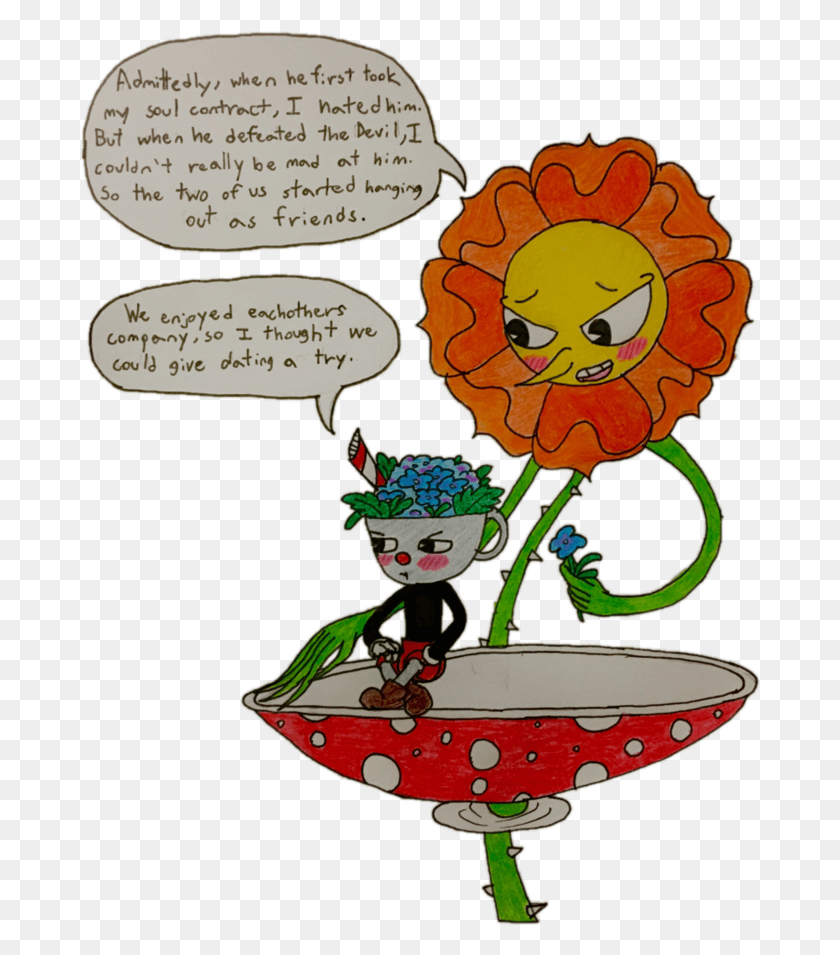 681x895 Ask Cuphead And Cagney Carnation Cartoon, Label, Text HD PNG Download