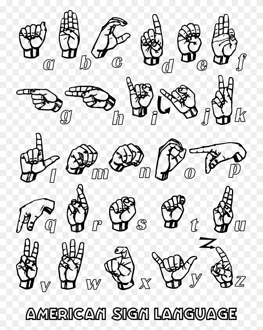 739x991 Asl Sign Language Coloring At Coloring Pages For Kids Do You Speak In Sign Language, Gray, World Of Warcraft HD PNG Download