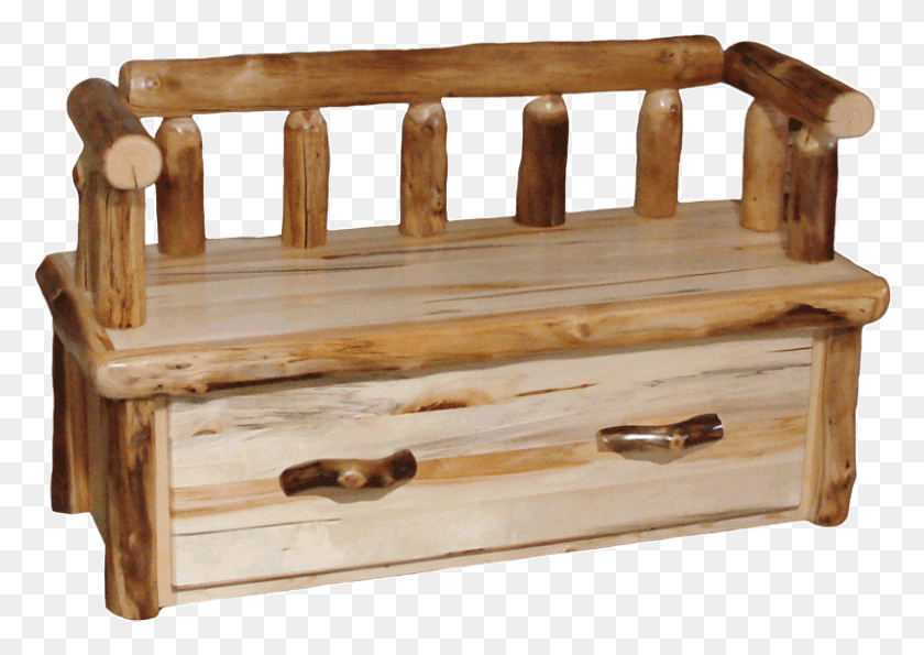 801x550 Aspen Log Bench Chest W Arm Rest Option Bench, Furniture, Wood, Crib HD PNG Download
