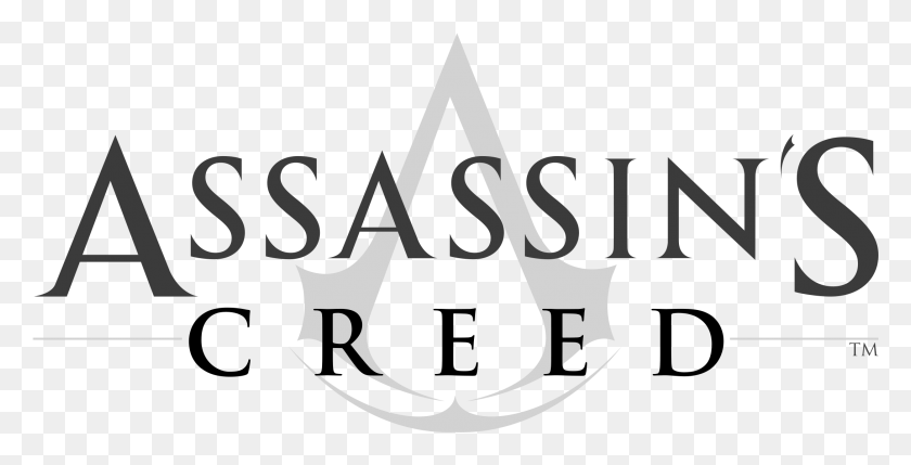 2179x1032 Логотип Assassins Creed Черно-Белая Каллиграфия, Текст, Символ, Алфавит Hd Png Скачать