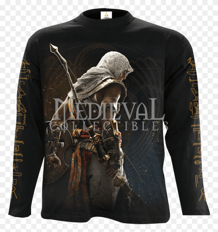 789x841 Assassins Creed Origins Black Long Sleeve T Shirt Assassins Creed Origins, Clothing, Apparel, Long Sleeve HD PNG Download