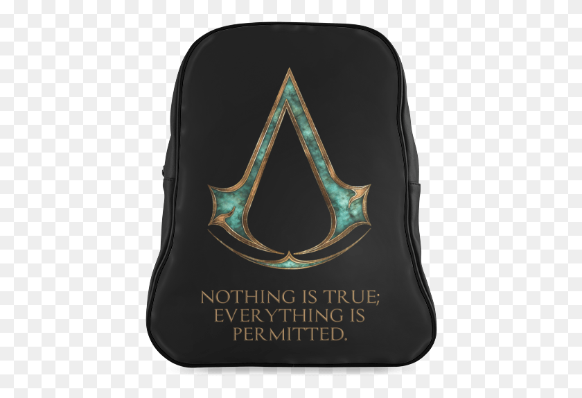 422x514 Assassins Creed Skyrim Lexicon Mashup School Backpacklarge Assassin39s Creed, Backpack, Bag, Text HD PNG Download