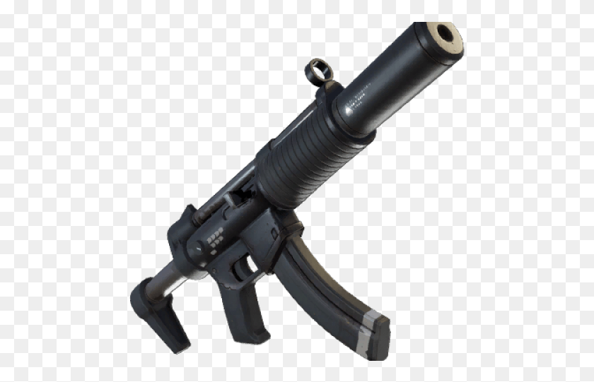 478x481 Assault Riffle Clipart Tommy Gun Fortnite Suppressed Smg, Weapon, Weaponry, Rifle HD PNG Download