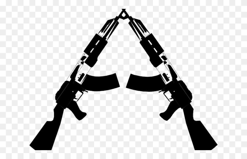 640x480 Assault Riffle Clipart Tommy Gun Guns Black And White, Bow, Triangle, Musical Instrument HD PNG Download