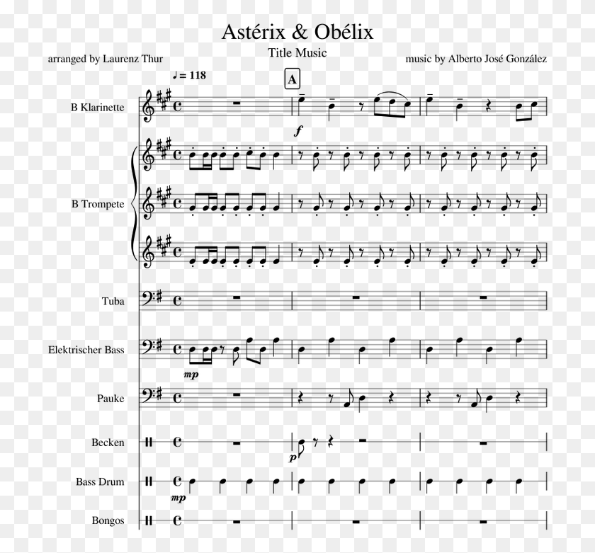 711x721 Asterix Amp Obelix Falsettoland Reprise Sheet Music, Gray, World Of Warcraft HD PNG Download