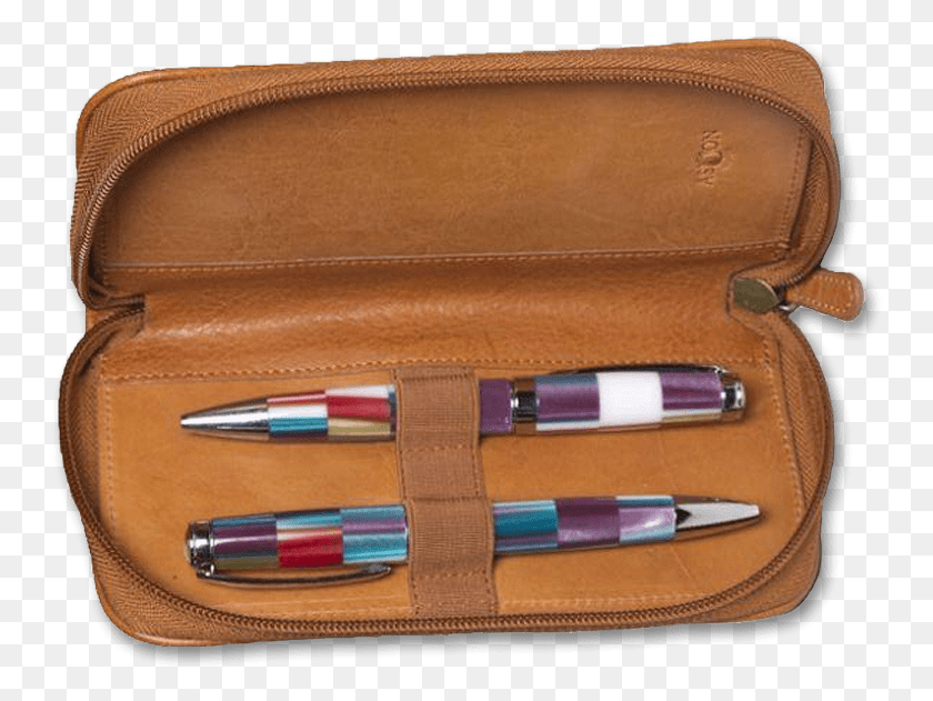 748x571 Aston Zipper 2 Pen Case Tan Open Leather, Wallet, Accessories, Accessory HD PNG Download