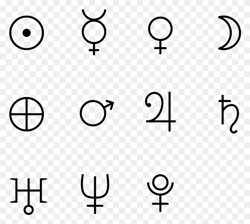 913x814 Astrological Glyphs Of Planets Planet Symbols, Gray, World Of Warcraft HD PNG Download