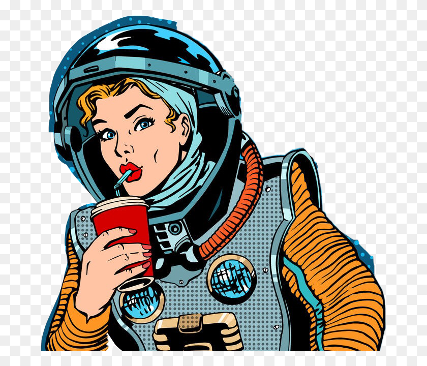 679x660 Astronaut Clipart Vintage Pop Art Character, Person, Human, Helmet HD PNG Download