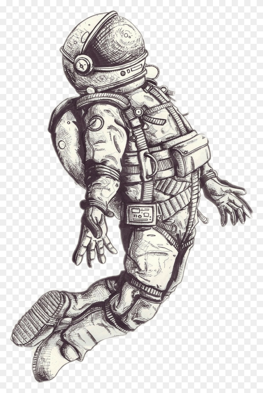 838x1283 Astronaut Floating Astronaut Tattoo Drawing, Person, Human HD PNG Download