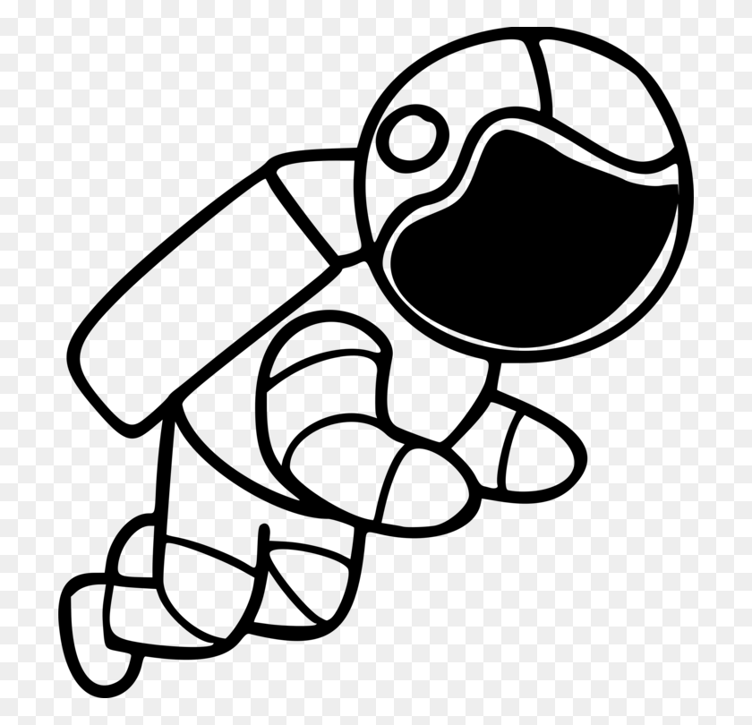 710x750 Astronaut Outer Space Line Art Cartoon Space Suit Astronaut Cartoon Black And White, Gray, World Of Warcraft HD PNG Download