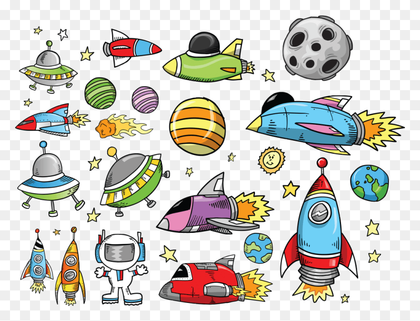 1024x764 Astronauta Espacial Planeta Terra Astronauta Doodle Space With Color, Etiqueta, Texto, Sombrero Hd Png