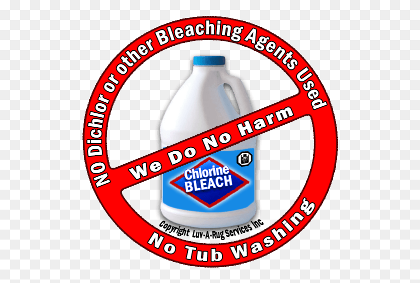 514x507 At Luv A Rug We Do Not Use Damaging Chlorinated Bleaches Circle, Label, Text, Beverage HD PNG Download