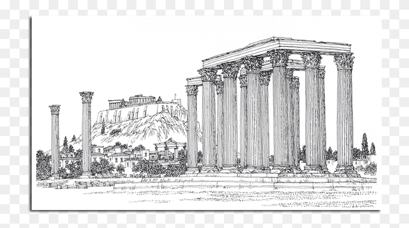 728x409 Athens Drawing Greek Column Drawing Ink And Pen, Architecture, Building HD PNG Download