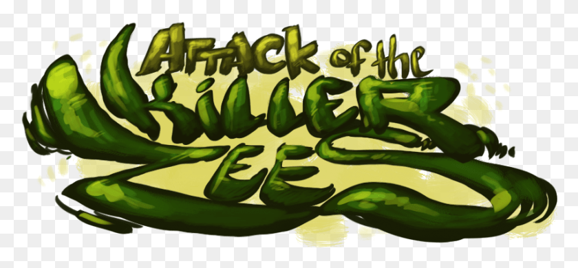 852x361 Attack Of The Killer Zees Calligraphy, Green, Plant, Animal HD PNG Download