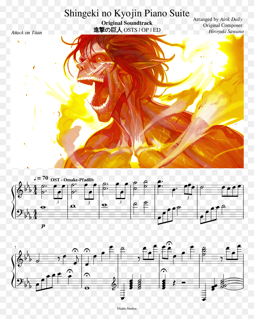 773x994 Attack On Titan Piano Suite 957 Measures Done, Graphics, Bonfire HD PNG Download