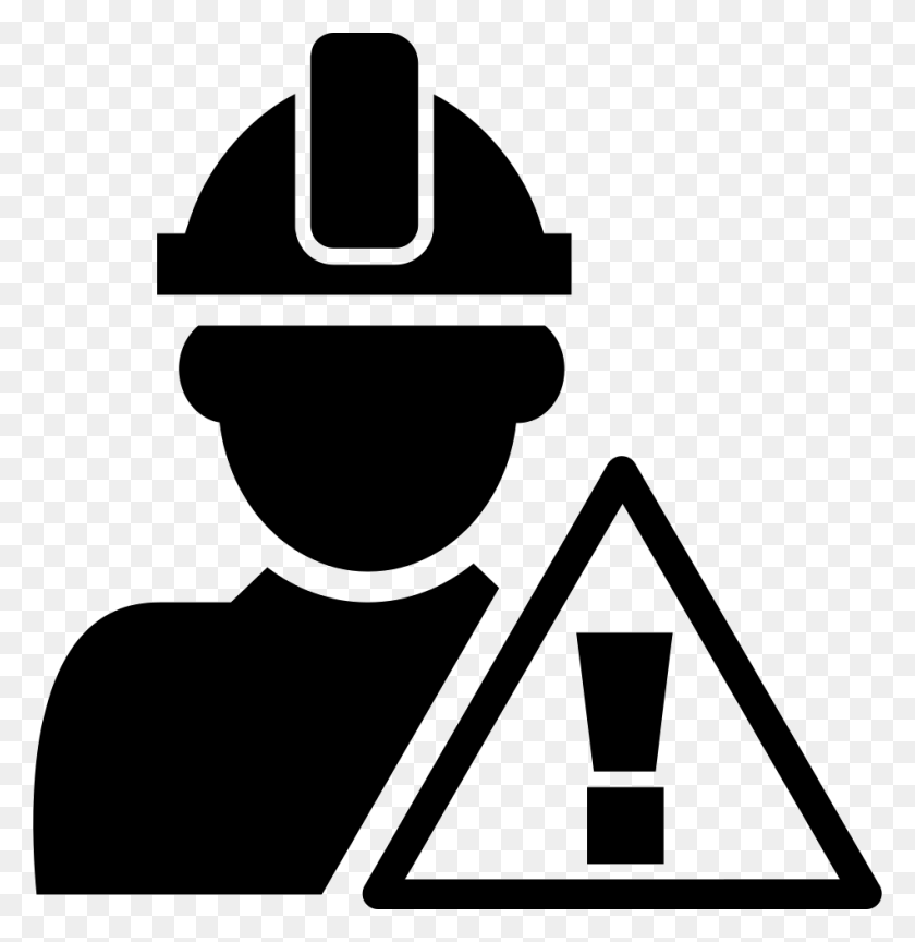 950x980 Attention Signal And Construction Worker Comments Construction Worker Icon, Triangle, Stencil, Symbol HD PNG Download