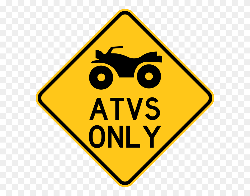 600x600 Descargar Png Atvs Only Warning Trail Sign Yellow Windy Road Sign, Símbolo, Señal De Parada Hd Png