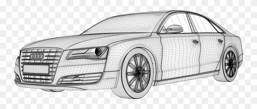 754x297 Descargar Png Audi A8 Coche Deportivo Auto Contorno De Automóvil 3D Car Wireframe, Vehículo, Transporte, Rueda Hd Png