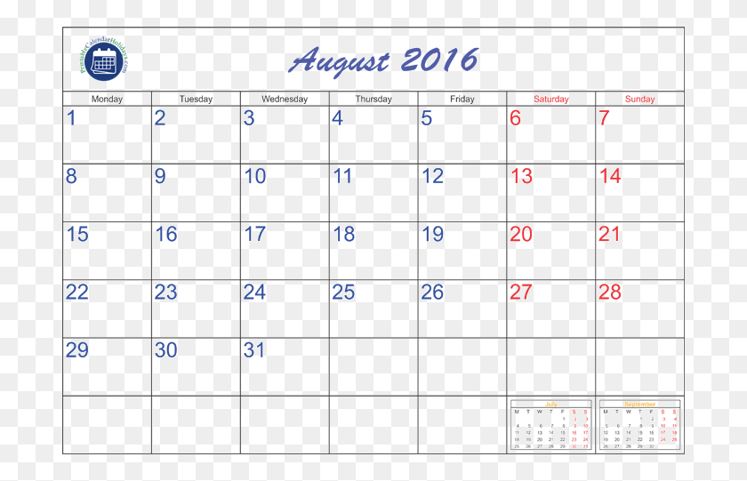 700x481 August Landscape Format 2011 Calendar, Text HD PNG Download