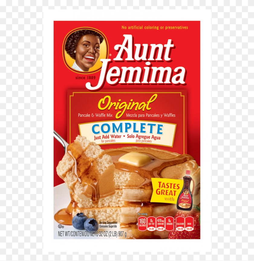 556x801 Aunt Jemima Complete Pancake Mix 32oz Complete Pancake Mix, Food, Person, Human HD PNG Download