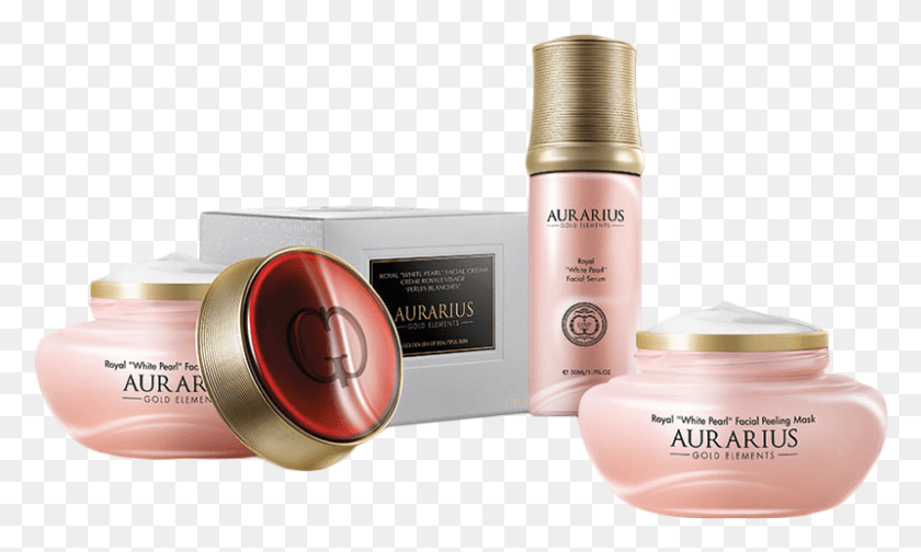 800x456 Aurarius Royal White Pearl Set Cosmetics, Bottle, Face Makeup, Perfume HD PNG Download