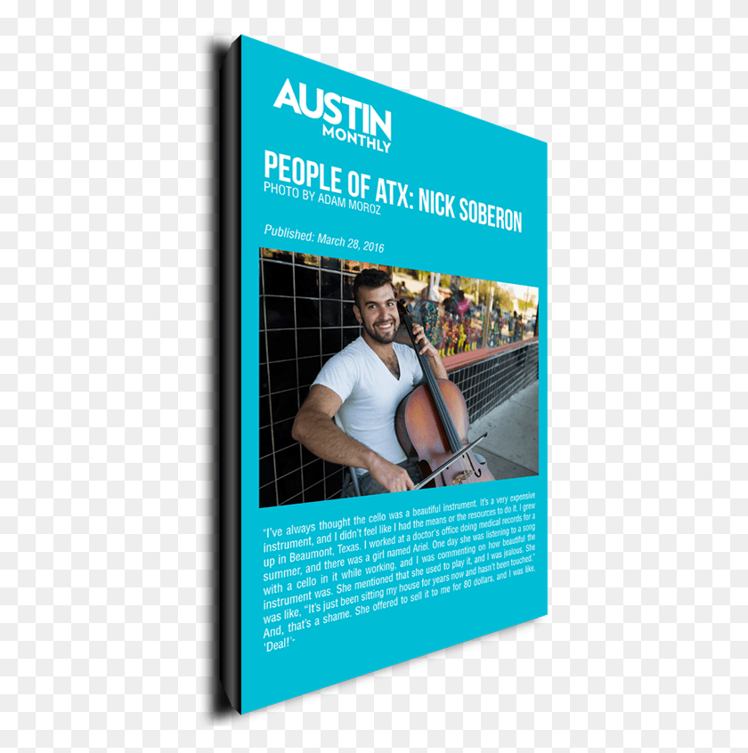 400x786 Austin Monthly Placa Austin Monthly, Persona, Humano, Violonchelo Hd Png