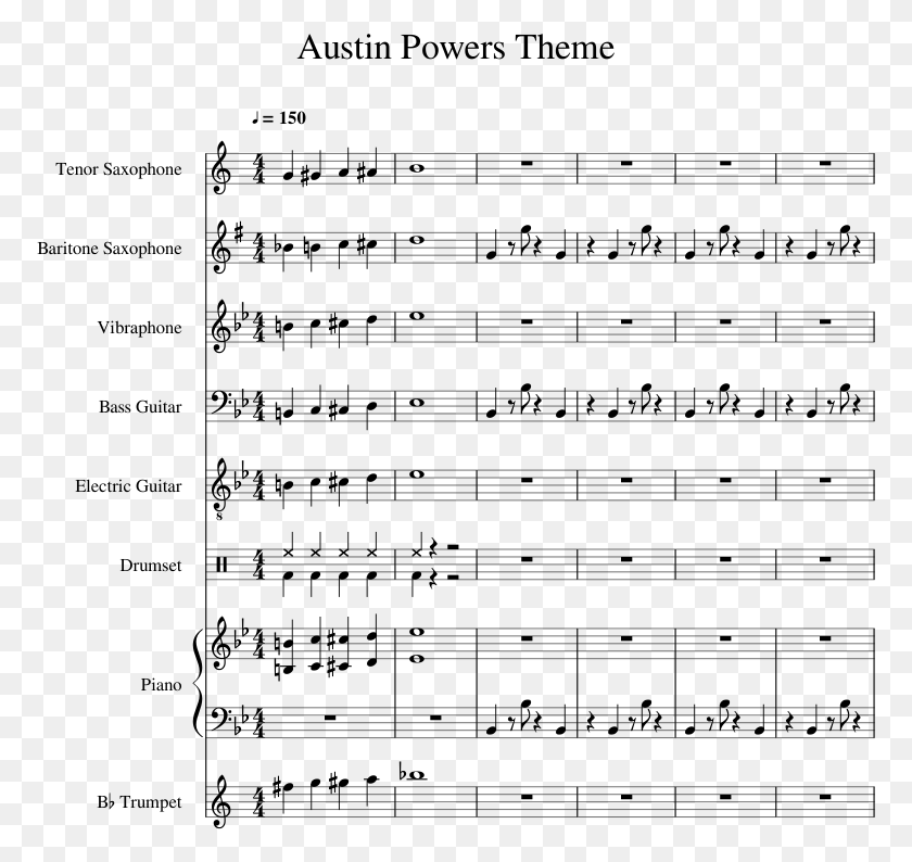 773x734 Austin Powers Theme Sheet Music For Piano Tenor Saxophone Austin Powers Sheet Music, Gray, World Of Warcraft HD PNG Download
