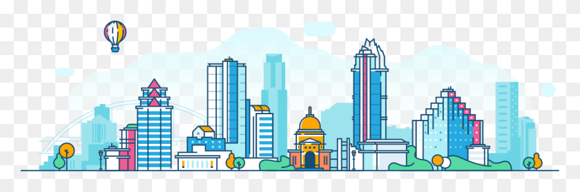 1250x351 Austin Tx Color Skyline Illustration, Urban, City, Building HD PNG Download