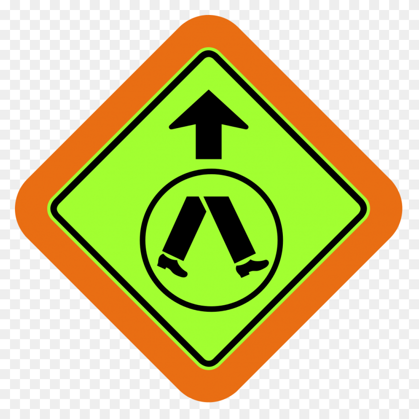 1024x1024 Australia W6 2 Pedestrian Crossing Sign, Symbol, Road Sign, Recycling Symbol HD PNG Download