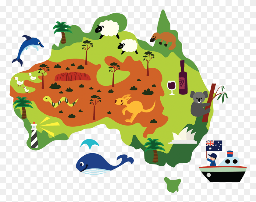 1101x852 Australian Australia Tourism Cartoon Free Photo Cartoon Australia, Map, Diagram, Plot HD PNG Download