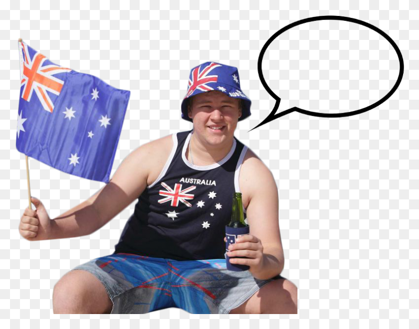 792x610 Australian Person With Speach Bubble Sitting Australian Beach Man, Shorts, Clothing, Apparel HD PNG Download