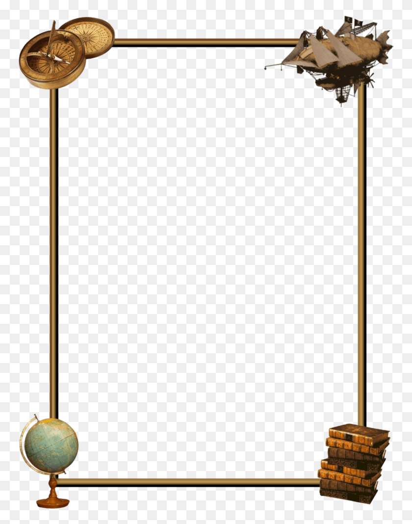 768x1008 Authentic Models 18th Century Sundial Compass Steampunk Border Transparent, Lamp, Astronomy, Outer Space HD PNG Download