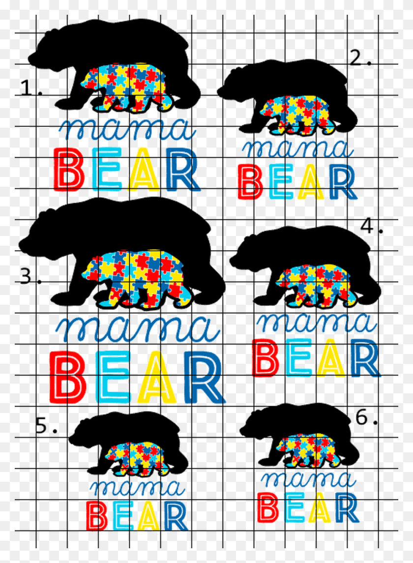 920x1280 Autism Mama Bear Autism Mama Bear Svg, Pac Man, Flyer, Poster HD PNG Download