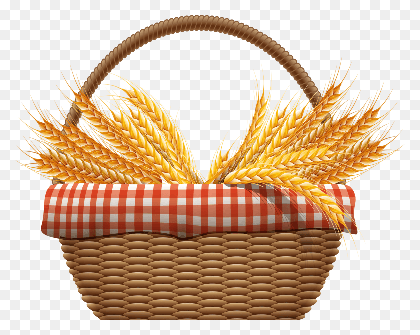 4950x3883 Autumn Basket With Wheat Clip Art Image Wheat Basket HD PNG Download