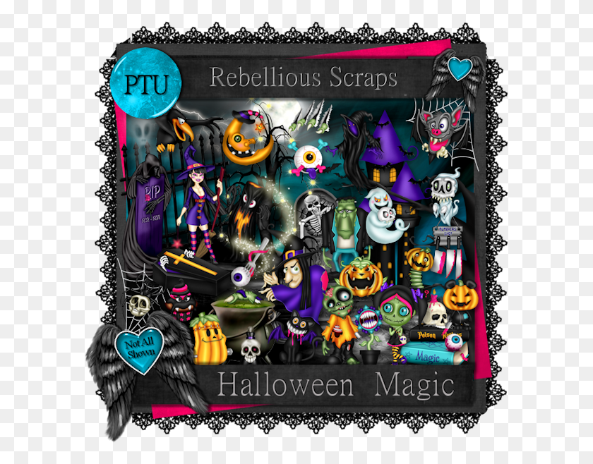 600x598 Autumn Halloween Party Ready Cluster Tags Pngs Circus Scrap Kits, Text, Video Gaming, Poster HD PNG Download