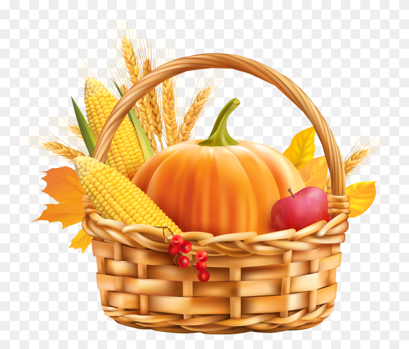 6134x5182 Autumn Harvest Basket Clipart Image Fall Food Clipart HD PNG Download