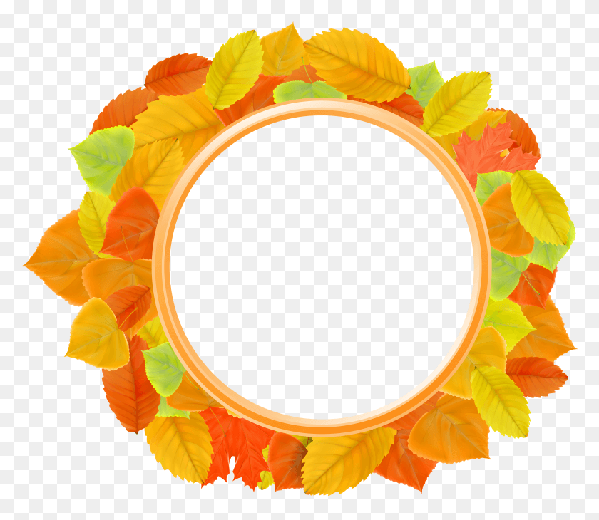4688x4029 Autumn Leaves Frames Frame Round Orange HD PNG Download