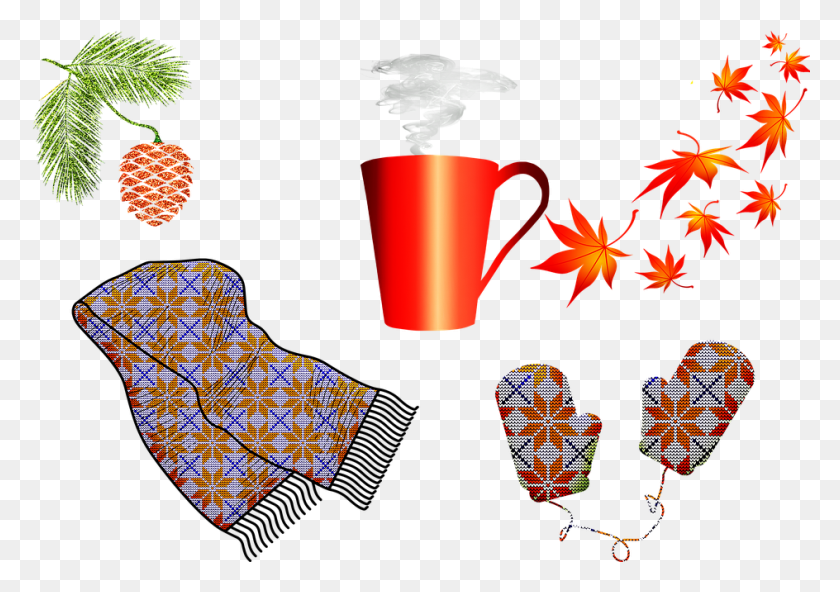 944x644 Autumn Scarf Mittens Cold Weather Hot Tea, Leaf, Plant, Tree HD PNG Download