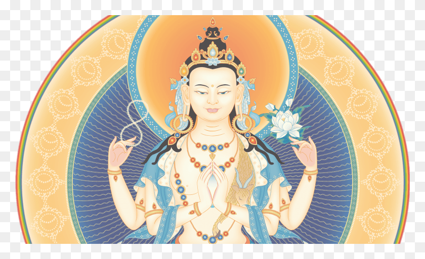 2023x1175 Avalokiteshvara Compassion Prayers For World Peace Avalokiteshvara Four Armed, Worship, Person HD PNG Download